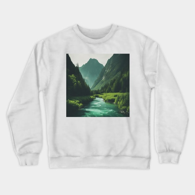 Emerald Valley Crewneck Sweatshirt by Alihassan-Art